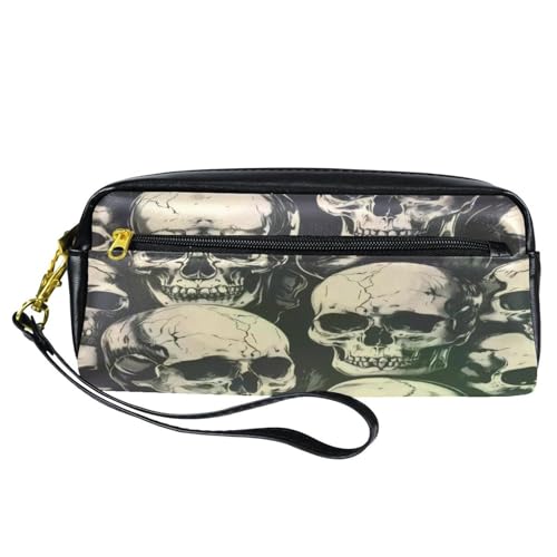 VAPOKF PU-Federmäppchen Stiftetasche für Schüler, Schreibwaren-Tasche mit Reißverschluss, für Jungen und Mädchen, Schul- und Bürobedarf – Grunge Skull, multi, 20.5x5x8.5cm/8.1x2x3.3in, von VAPOKF