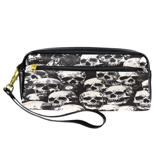 VAPOKF PU-Federmäppchen Stiftetasche für Schüler, Schreibwaren-Tasche mit Reißverschluss, für Jungen und Mädchen, Schul- und Bürobedarf – Grunge Skulls, multi, 20.5x5x8.5cm/8.1x2x3.3in, von VAPOKF