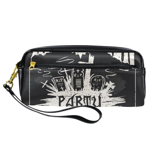 VAPOKF PU-Federmäppchen Stiftetasche für Schüler, Schreibwarenbeutel mit Reißverschluss, für Jungen und Mädchen, Schul- und Bürobedarf – Halloween-Party-Poster, multi, 20.5x5x8.5cm/8.1x2x3.3in, von VAPOKF