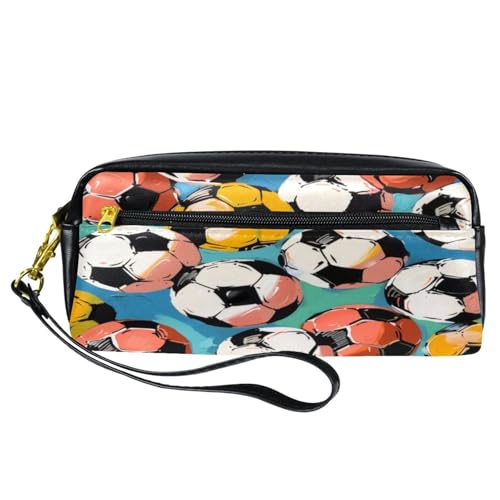 VAPOKF PU-Federmäppchen für Schüler, Schreibwaren-Tasche mit Reißverschluss, für Jungen und Mädchen, Schul- und Bürobedarf – Fußball-Malerei, multi, 20.5x5x8.5cm/8.1x2x3.3in, Taschen-Organizer von VAPOKF