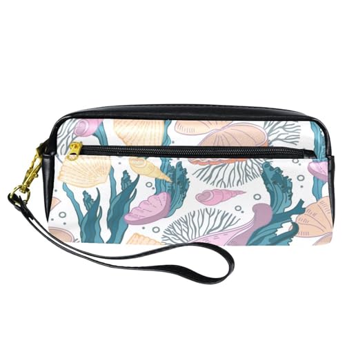 VAPOKF PU-Federmäppchen für Schüler, Schreibwaren-Tasche mit Reißverschluss, für Jungen und Mädchen, Schul- und Bürobedarf – Muschelmuschel und Schalen, multi, 20.5x5x8.5cm/8.1x2x3.3in, von VAPOKF