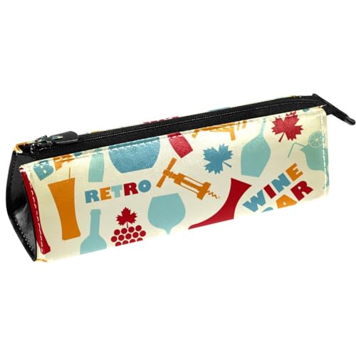VAPOKF Retro-Weinglas-Bar-Stifttasche, Schreibwaren-Tasche, Kosmetiktasche, kompakte Reißverschlusstasche, multi, 5.5 ×6 ×20CM/2.2x2.4x7.9 in, Taschen-Organizer von VAPOKF