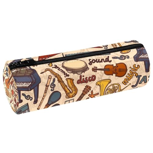 VAPOKF Rock Musikinstrumente Party Federmäppchen, PU Leder Stifttasche Student Schreibwaren Organizer Tasche Make-up Tasche für Frauen Mädchen Jungen Kinder Schule Bürobedarf, multi, 20x6.3x6.3 CM von VAPOKF