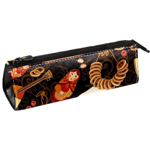 VAPOKF Russische Matroschka und Küche Essen Stift Tasche Schreibwaren Beutel Bleistift Tasche Kosmetiktasche Tasche Kompakte Reißverschlusstasche, multi, 5.5 ×6 ×20CM/2.2x2.4x7.9 in, Taschen-Organizer von VAPOKF