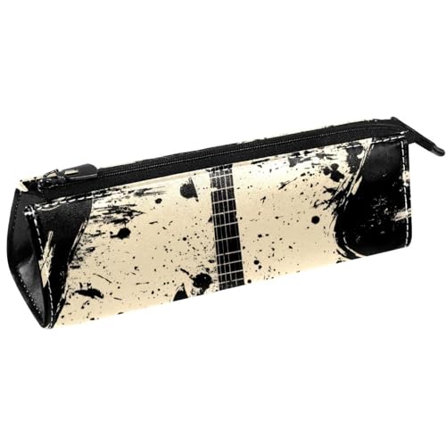 VAPOKF Schwarze Grunge Gitarrensilhouette, Stiftetasche, Schreibwaren-Tasche, Kosmetiktasche, kompakte Reißverschlusstasche von VAPOKF