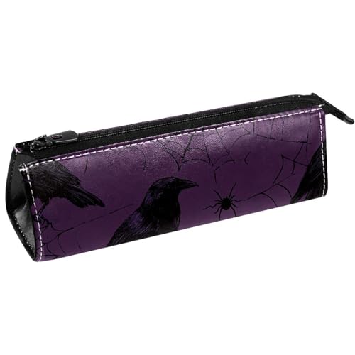 VAPOKF Schwarze Krähen-Spinne und Netz-Stifttasche, Schreibwaren-Tasche, Kosmetiktasche, kompakte Reißverschlusstasche von VAPOKF