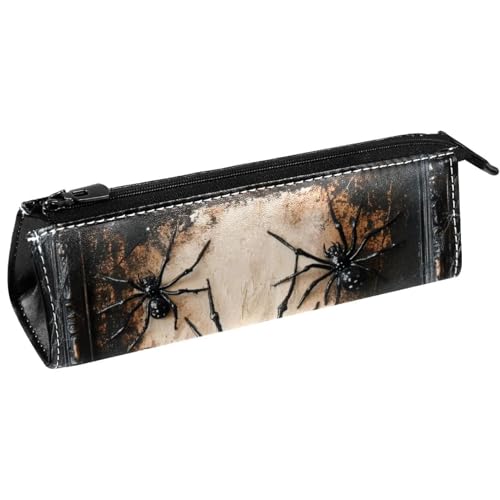 VAPOKF Schwarze Spinne und Netz-Stifttasche, Schreibwaren-Tasche, Kosmetiktasche, kompakte Reißverschlusstasche von VAPOKF