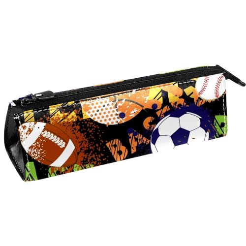 VAPOKF Sport Bälle Baseball Basketball Fußball Fußball Muster Stift Tasche Schreibwaren Beutel Bleistift Tasche Kosmetiktasche Tasche Kompakte Reißverschlusstasche, multi, 5.5 ×6 ×20CM/2.2x2.4x7.9 in, von VAPOKF