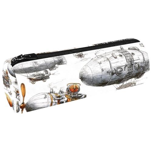 VAPOKF Steampunk Flugzeug Zug Dirigible Stifteetui Münze Geldbörse Kosmetik Make-up Tasche für Studenten Schreibwaren Schule Büro Aufbewahrung von VAPOKF