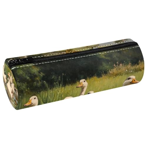 VAPOKF Stifteetui aus Leder, Motiv: Gruop of White Ducks von VAPOKF