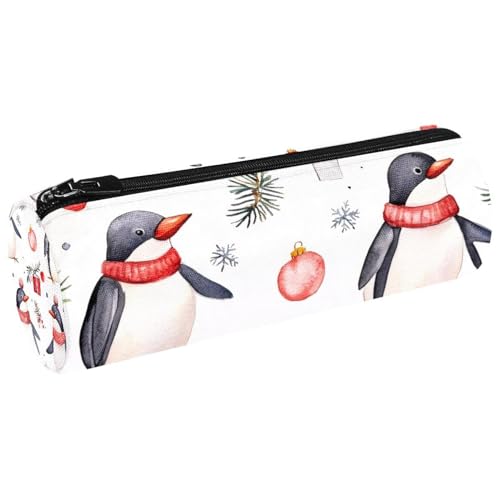 VAPOKF Stifteetui mit Weihnachts-Pinguin und Geschenken, Münzgeldbörse, Kosmetiktasche, Make-up-Tasche für Studenten, Schreibwaren, Schule, Büro, Aufbewahrung von VAPOKF