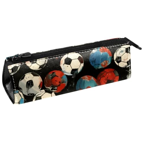 VAPOKF Stiftetasche Grunge Fußball auf Schwarz, Schreibwarenbeutel, Kosmetiktasche, kompakte Reißverschlusstasche von VAPOKF