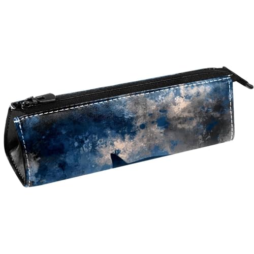 VAPOKF Stiftetasche mit Haifisch-Silhouette auf Grunge-Stifttasche, Schreibwaren-Tasche, Kosmetiktasche, kompakte Reißverschlusstasche von VAPOKF