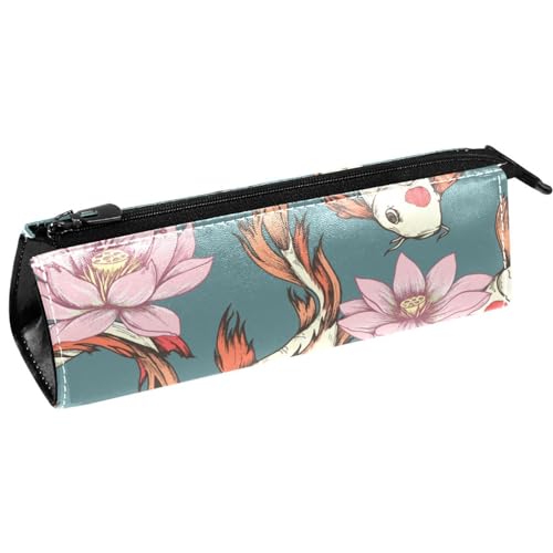 VAPOKF Stiftetasche mit Koi-Karpfen und Lotusblumen, Schreibwaren-Tasche, Kosmetiktasche, kompakte Reißverschlusstasche, multi, 5.5 ×6 ×20CM/2.2x2.4x7.9 in, Taschen-Organizer von VAPOKF