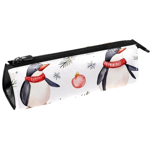 VAPOKF Stiftetasche mit Weihnachts-Pinguin und Geschenken, Schreibwaren-Tasche, Kosmetiktasche, kompakte Reißverschlusstasche von VAPOKF