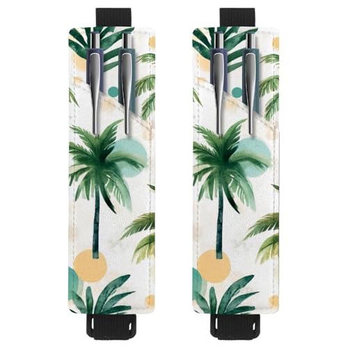 VAPOKF Stifthalter für Notizbücher, verstellbar, elastisches Band, Stifthalter, Stifteetui für Hardcover-Zeitschriften, Bücher, Planer, Ordner, Tablets – Aquarellpalme, 2 Stück von VAPOKF