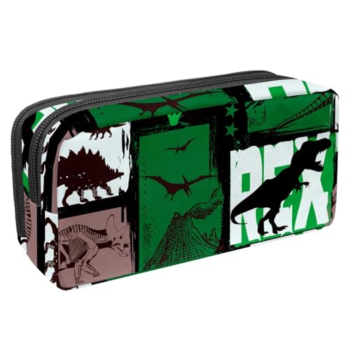 VAPOKF Stifttasche Federmäppchen, Student Schreibtischtasche für Teenager Mädchen, Schule Bürobedarf - Dinosaurier grün, viel, 2.3x8.2x3.9in/6x21x10cm, Taschenorganisator, multi, von VAPOKF