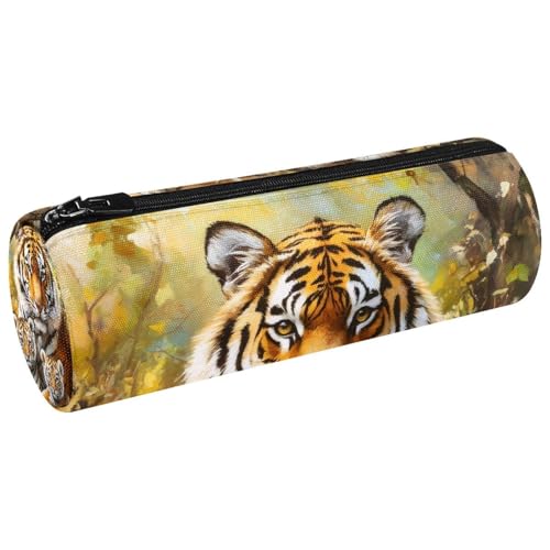 VAPOKF Tiger Mom and Baby Cubs Canvas Pen Pencil Case Coin Purse Cosmetic Makeup Bag for Student Stationery School Office Storage von VAPOKF