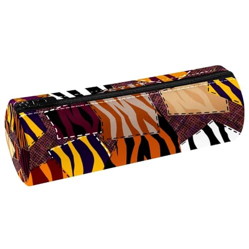 VAPOKF Tiger Zebra Skin Texture Pencil Cases, PU Leather Pen Bag Student Stationery Organizer Bag Makeup Pouch for Women Girls Boys Kids School Office Supplies, multi, 20x6.3x6.3 CM, Federmäppchen von VAPOKF