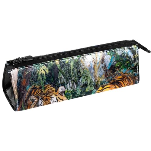 VAPOKF Tigers Federmäppchen für Ölgemälde, Schreibwaren, Bleistifttasche, Kosmetiktasche, kompakte Reißverschlusstasche von VAPOKF