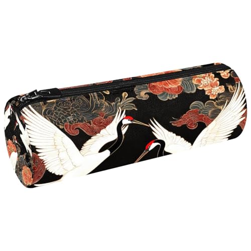 VAPOKF Traditionelles Federmäppchen mit Kranich-Hintergrund, Münzfach, Kosmetiktasche, Make-up-Tasche für Studenten, Schreibwaren, Schule, Büro, Aufbewahrung von VAPOKF