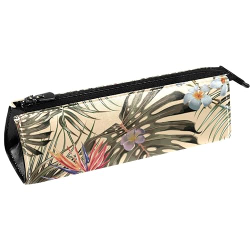 VAPOKF Tropische Blume in Palmblättern Stift Tasche Schreibwaren Beutel Bleistift Tasche Kosmetiktasche Tasche Kompakte Reißverschlusstasche, multi, 5.5 ×6 ×20CM/2.2x2.4x7.9 in, Taschen-Organizer von VAPOKF