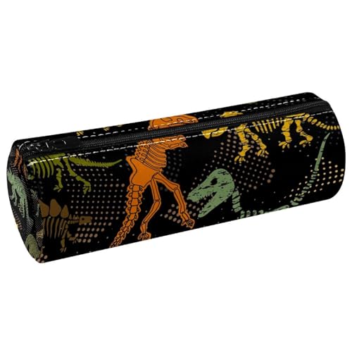 VAPOKF Tyrannosaurer Federmäppchen mit Dinosaurier-Skelett-Knochen, PU-Leder, Stiftetasche, Studenten, Schreibwaren, Organizer, Tasche, Make-up-Tasche für Damen, Mädchen, Jungen, Kinder, Schule von VAPOKF