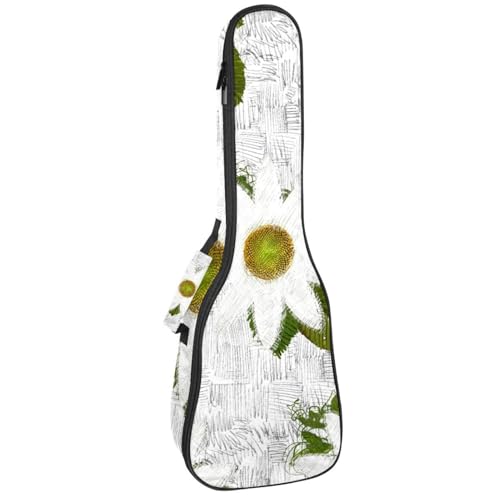 VAPOKF Ukulelentasche, Ukulelentasche für Sopran, Tenor, Konzert, 58,4 cm, 10 mm dick, weich gepolstert, verstellbare Riemen, Gigbag, Ölgemälde, weiße Kamille, multi, 25.9x9x3.1in/66x23x8cm von VAPOKF