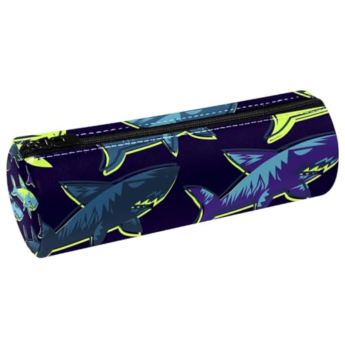 VAPOKF Underwater Grunge Shark Federmäppchen, PU-Leder, Stifttasche, Studenten, Schreibwaren, Organizer, Tasche, Make-up-Tasche für Damen, Mädchen, Jungen, Kinder, Schule, Bürobedarf, multi von VAPOKF