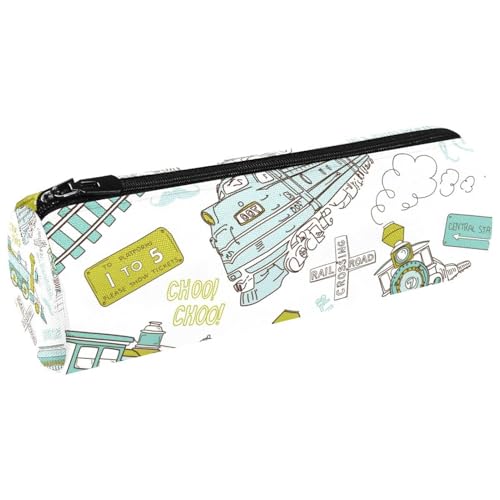 VAPOKF Vinatge Federmäppchen aus Segeltuch mit Dampfzug und Eisenbahn, Münzgeldbörse, Kosmetiktasche für Studenten, Schreibwaren, Schule, Büro, Aufbewahrung, multi, 20x6.3cm/7.9x2.5in, Federmäppchen von VAPOKF