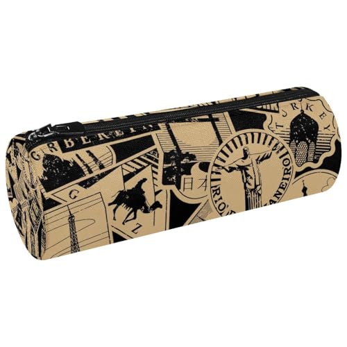 VAPOKF Vintage Paris Reise Sehenswürdigkeiten Etiketten Leinwand Stifteetui Münze Geldbörse Kosmetik Make-up Tasche für Studenten Schreibwaren Schule Büro Aufbewahrung, multi, 20x6.3cm/7.9x2.5in, von VAPOKF