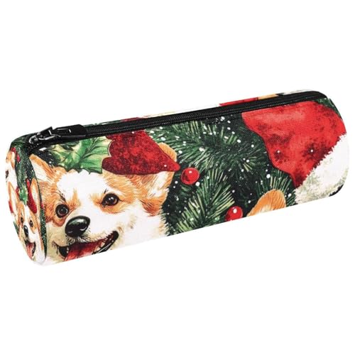VAPOKF Weihnachts-Corgi Weihnachtsmannmütze, Handschuh, Stifteetui, Münzbörse, Kosmetiktasche, Make-up-Tasche für Studenten, Schreibwaren, Schule, Büro, Aufbewahrung von VAPOKF