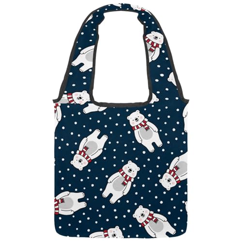 VAPOKF Winterschal Eisbär Canvas Tote Taschen Damen Schulterhandtaschen Große Wiederverwendbare Tragetasche Schultertasche für Schule Arbeit Büro Reisen Einkaufen Casual VAPOKF Winterschal Eisbär Canvas Tote Taschen Damen Schulterhandtaschen Große Wiederverwendbare Tragetasche Schultertasche für Schule Arbeit Büro Reisen Einkaufen Casual von VAPOKF