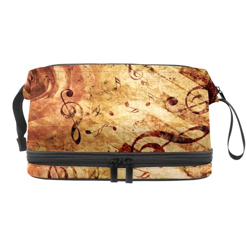 Vintage Grunge Musiknote Rose Doppellagige Kosmetiktasche für Frauen und Mädchen, Reise-Kulturbeutel, Make-up, praktische Tasche, Organizer Tasche mit Pinselfach, multi, 27x15x14 cm/10.6x5.9x5.5 in, Vintage Grunge Musiknote Rose Doppellagige Kosmetiktasche für Frauen und Mädchen, Reise-Kulturbeutel, Make-up, praktische Tasche, Organizer Tasche mit Pinselfach, multi, 27x15x14 cm/10.6x5.9x5.5 in, von VAPOKF