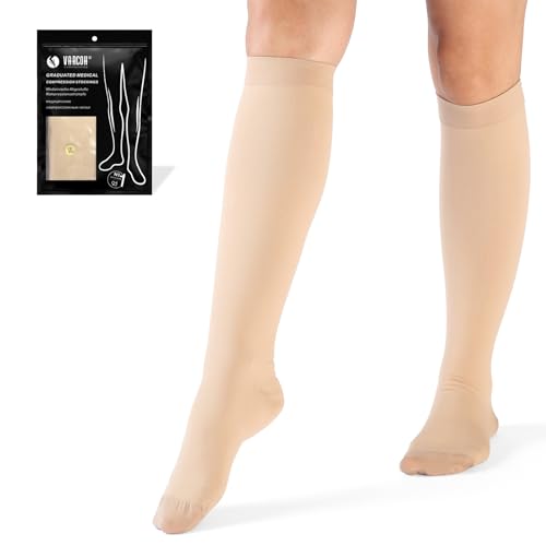VARCOH Kompressionsstrümpfe Damen, Kompressionsstrümpfe Herren, stützstrümpfe damen am für geeignet Am besten geeignet für TVT Schwangerschaft und Krampfadern (Beige,XXL) von VARCOH