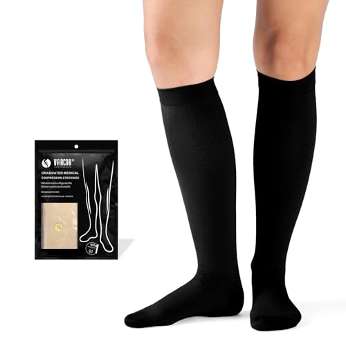 VARCOH Kompressionsstrümpfe Damen , Kompressionsstrümpfe Herren, stützstrümpfe damen am für geeignet Am besten geeignet für TVT Schwangerschaft und Krampfadern (Black,XL) von VARCOH