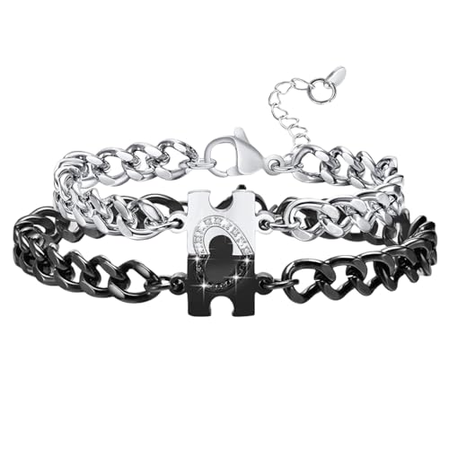 VARKAGE 2 Stück Partnerarmbänder, Partner Armbänder, Verstellbare Puzzle Pärchen Pärchen Armband für Sie und Ihn Geschenk von VARKAGE