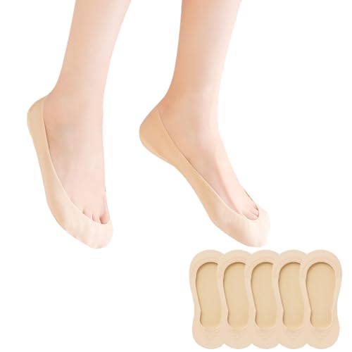 VARKAGE 5 Paar Füßlinge Damen, Füsslinge Damen 38-42, Ballerina Socken Ultraleichte Atmungsaktive Rutschfest Silikon von VARKAGE
