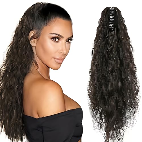 VARKAGE Lange Gewellt Ponytail Extension, Extensions Zopf mit Klammer, Hair Extensions Zopf für Frauen, 50cm Braun von VARKAGE