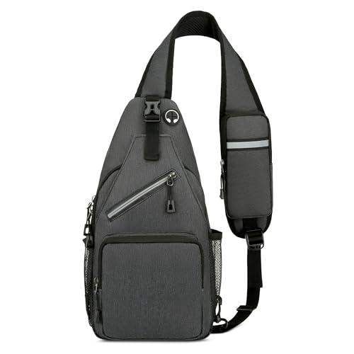 VARLIVOO Brusttasche Herren Anti Diebstahl Umhängetasche Herren klein Wasserdicht Schultertasche Crossbody Umhängetasche mit Verstellbarer Schultergurt für Reise Wandern Sport Polyester Grau A von VARLIVOO