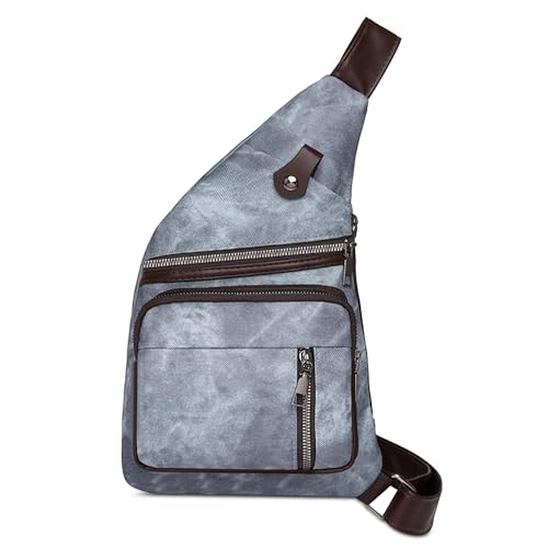 VARLIVOO Brusttasche Herren Leichte Brusttasche Herren Leder Klein Wasserdicht Crossbody Umhängetasche Männer Schultertasche Wandern Outdoor Sports Reise Polyester Blau von VARLIVOO