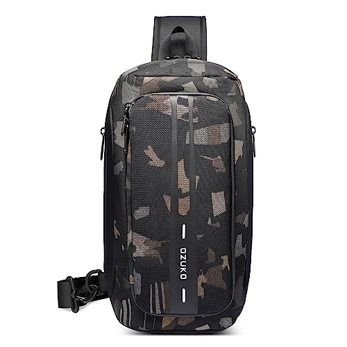 VARLIVOO Brusttasche Sling Bag Herren Geschäft Schultertasche mit USB-Ladeanschluss Passwortschutz Reisen Umhängetasche Wandern Crossbody Sling Rucksack Wasserdicht Polyester Tarnung VARLIVOO Brusttasche Sling Bag Herren Geschäft Schultertasche mit USB-Ladeanschluss Passwortschutz Reisen Umhängetasche Wandern Crossbody Sling Rucksack Wasserdicht Polyester Tarnung von VARLIVOO