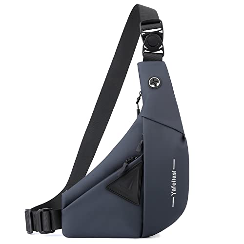 VARLIVOO Brusttasche für Herren Sling Bag Chest Bag Crossbody Bag Umhängetaschen Schultertasche Sporttasche Fitness Wandern Reisen Camping Schule Wasserdicht Polyester Sling Rucksack Blau A von VARLIVOO