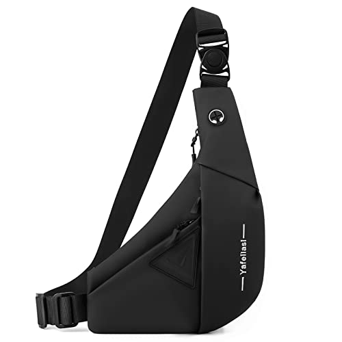 VARLIVOO Brusttasche für Herren Sling Bag Chest Bag Crossbody Bag Umhängetaschen Schultertasche Sporttasche Fitness Wandern Reisen Camping Schule Wasserdicht Polyester Sling Rucksack Schwarz A von VARLIVOO