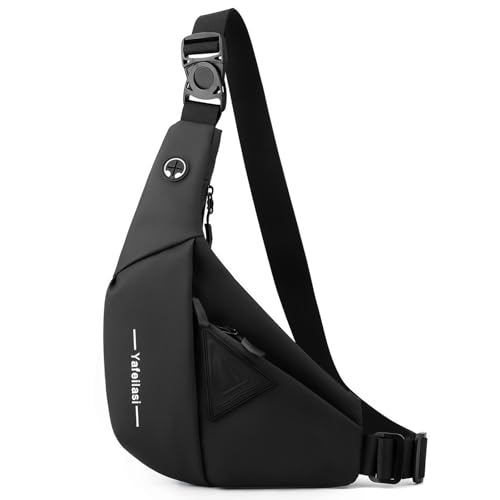 VARLIVOO Brusttasche für Herren Sling Bag Chest Bag Crossbody Bag Umhängetaschen Schultertasche Sporttasche Fitness Wandern Reisen Camping Schule Wasserdicht Polyester Sling Rucksack Schwarzes B von VARLIVOO