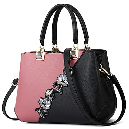 VARLIVOO Damen Handtasche Schultertasche Blumenmuster Frauen Umhängetasche Pom Pom Dekoration Shopper Taschen Damen Crossbody Bag Wasserdicht PU von VARLIVOO