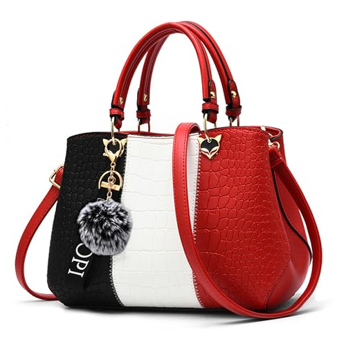 VARLIVOO Damen Handtasche Schultertasche Frauen Umhängetasche Taschen Wasserdicht Krokodilmuster PU Leder Henkeltaschen Rot A VARLIVOO Damen Handtasche Schultertasche Frauen Umhängetasche Taschen Wasserdicht Krokodilmuster PU Leder Henkeltaschen Rot A von VARLIVOO