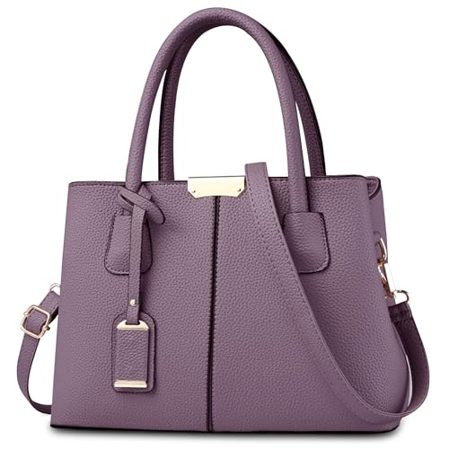 VARLIVOO Elegant Damen Handtasche Schultertasche Frauen Umhängetasche Taschen Shopper Wasserdicht PU Leder Henkeltaschen Dunkelviolett von VARLIVOO