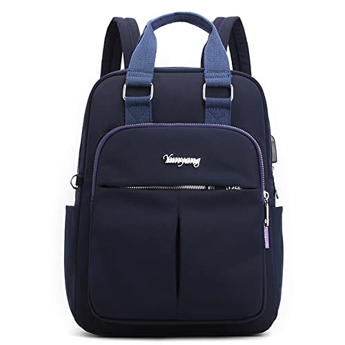 VARLIVOO Frauen Rucksack mit USB Port Schulrucksack 13 Zoll Laptop College Tagesrucksack Damen Daypack Reisen Taschen Wasserdicht Polyester Navy blau von VARLIVOO