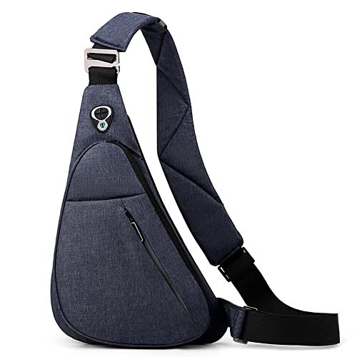 VARLIVOO Herren Sling Bag Brusttasche für Herren Schultertasche Hiking Fitness Radfahren Chest Bag Sporttasche Umhängetaschen Wasserdicht Polyester Blau B von VARLIVOO